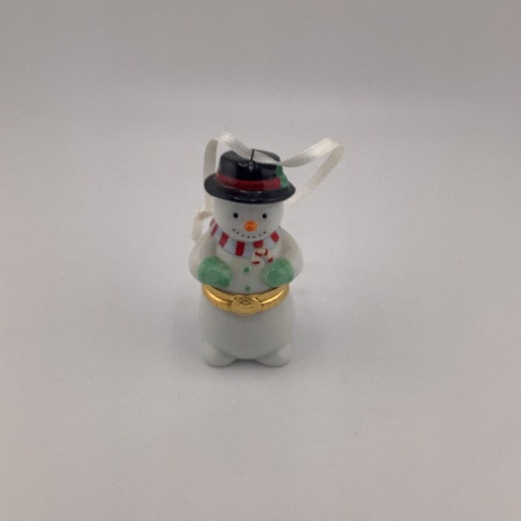 Vintage 1997 Hallmark Keepsake Porcelain Hinged Snowman Christmas Ornament - Picture 1 of 5